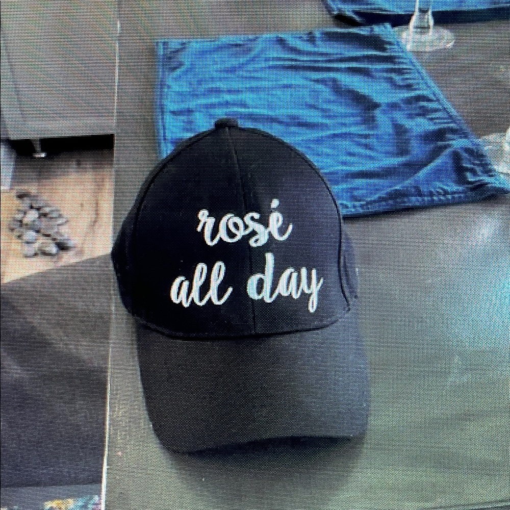 Black Cap with 'Rosé All Day' Embroidery